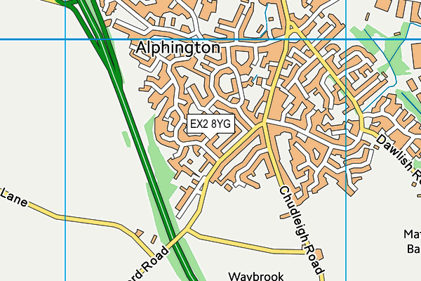 EX2 8YG map - OS VectorMap District (Ordnance Survey)