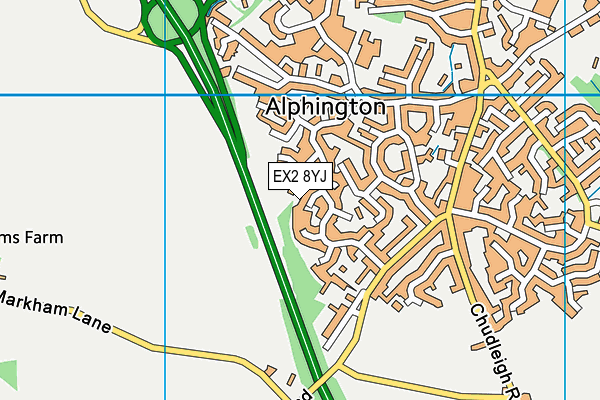 EX2 8YJ map - OS VectorMap District (Ordnance Survey)