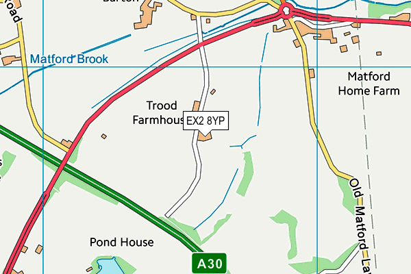 EX2 8YP map - OS VectorMap District (Ordnance Survey)