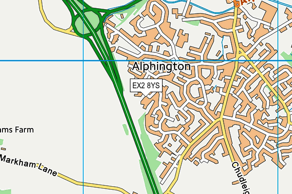 EX2 8YS map - OS VectorMap District (Ordnance Survey)