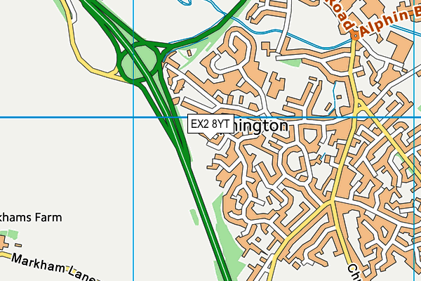 EX2 8YT map - OS VectorMap District (Ordnance Survey)