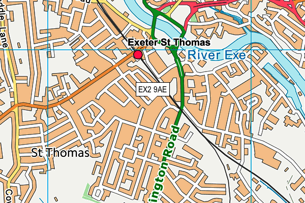 EX2 9AE map - OS VectorMap District (Ordnance Survey)