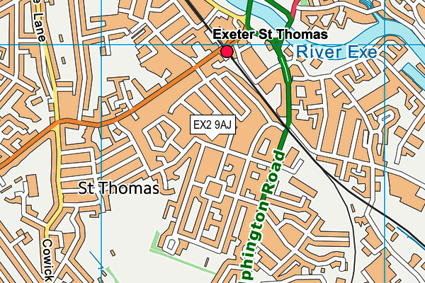 EX2 9AJ map - OS VectorMap District (Ordnance Survey)