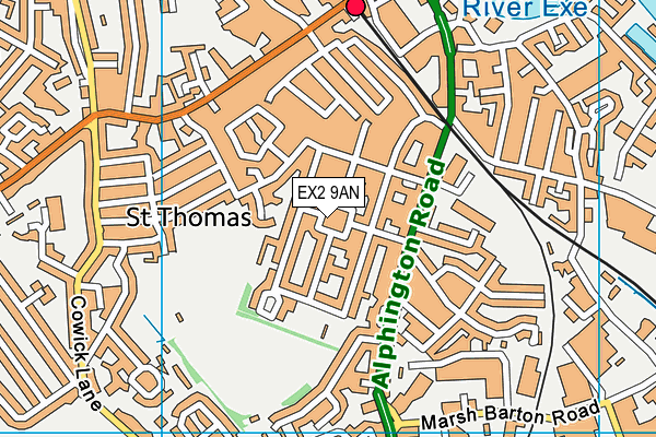 EX2 9AN map - OS VectorMap District (Ordnance Survey)