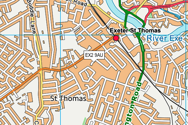 EX2 9AU map - OS VectorMap District (Ordnance Survey)