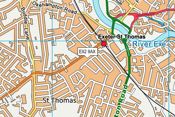 Cowick Barton Playing Fields map (EX2 9AX) - OS VectorMap District (Ordnance Survey)