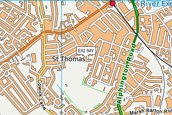 EX2 9AY map - OS VectorMap District (Ordnance Survey)