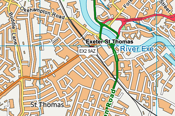 EX2 9AZ map - OS VectorMap District (Ordnance Survey)