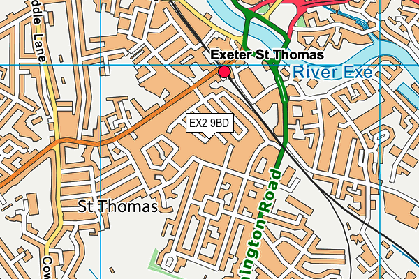 EX2 9BD map - OS VectorMap District (Ordnance Survey)