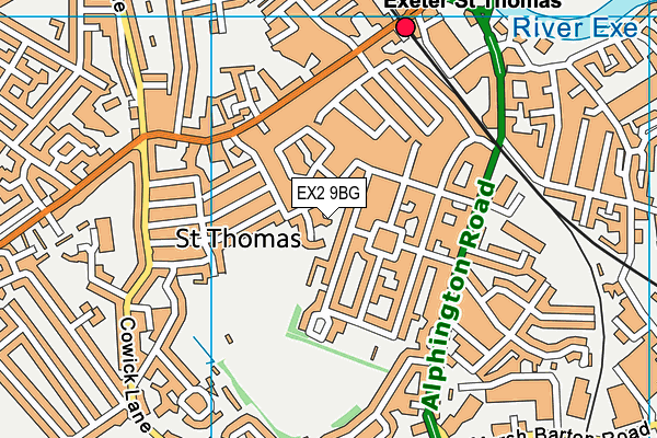 EX2 9BG map - OS VectorMap District (Ordnance Survey)