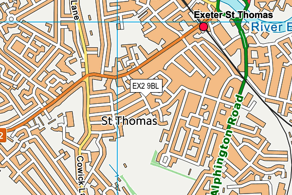 EX2 9BL map - OS VectorMap District (Ordnance Survey)