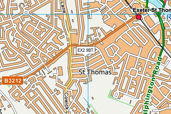 EX2 9BT map - OS VectorMap District (Ordnance Survey)