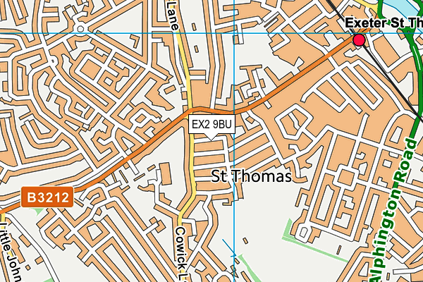 EX2 9BU map - OS VectorMap District (Ordnance Survey)