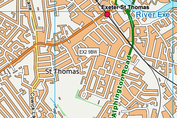 EX2 9BW map - OS VectorMap District (Ordnance Survey)