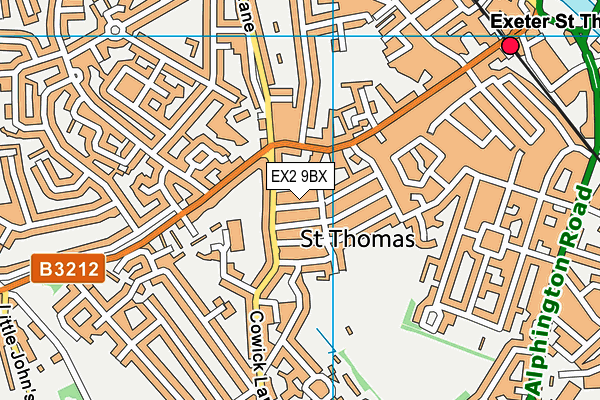 EX2 9BX map - OS VectorMap District (Ordnance Survey)