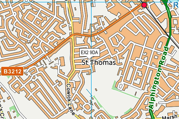 EX2 9DA map - OS VectorMap District (Ordnance Survey)
