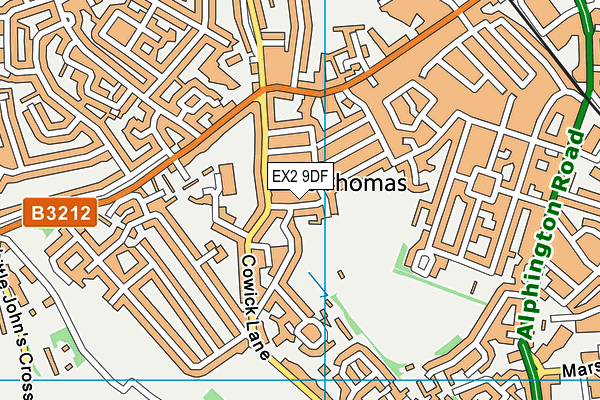 EX2 9DF map - OS VectorMap District (Ordnance Survey)