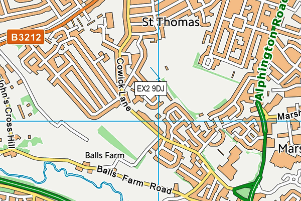 EX2 9DJ map - OS VectorMap District (Ordnance Survey)