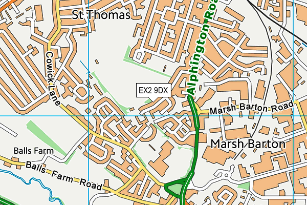 EX2 9DX map - OS VectorMap District (Ordnance Survey)