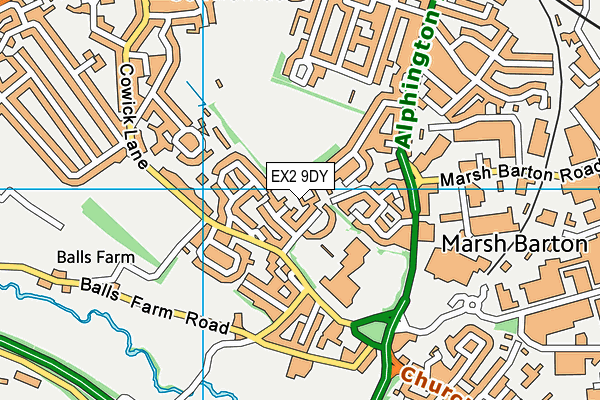 EX2 9DY map - OS VectorMap District (Ordnance Survey)