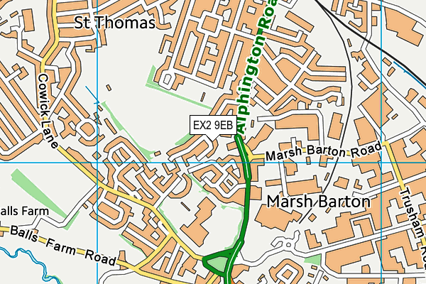 EX2 9EB map - OS VectorMap District (Ordnance Survey)