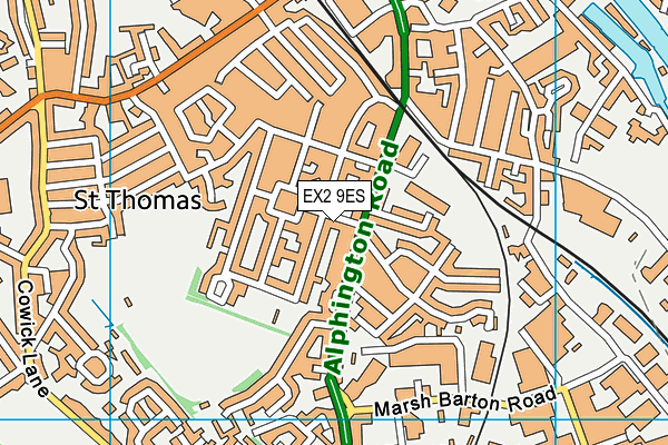 EX2 9ES map - OS VectorMap District (Ordnance Survey)