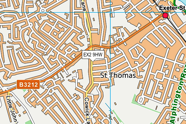 EX2 9HW map - OS VectorMap District (Ordnance Survey)