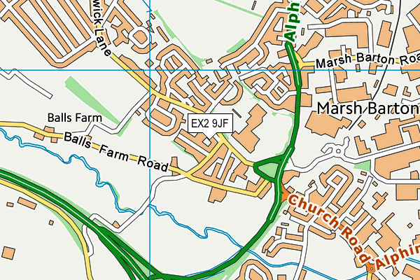 EX2 9JF map - OS VectorMap District (Ordnance Survey)