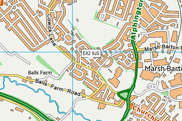 EX2 9JS map - OS VectorMap District (Ordnance Survey)