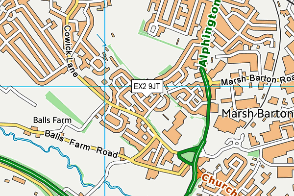 EX2 9JT map - OS VectorMap District (Ordnance Survey)