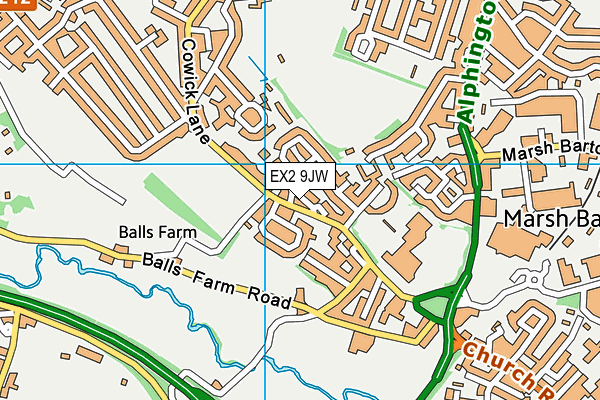 EX2 9JW map - OS VectorMap District (Ordnance Survey)