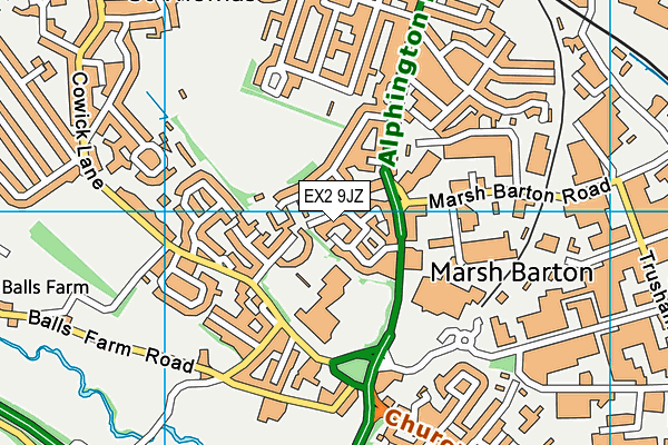 EX2 9JZ map - OS VectorMap District (Ordnance Survey)