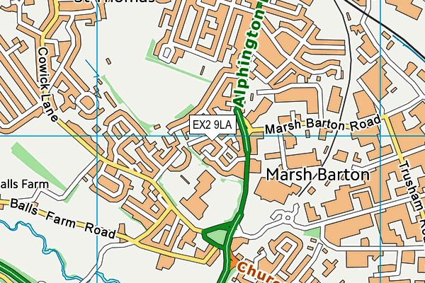 EX2 9LA map - OS VectorMap District (Ordnance Survey)