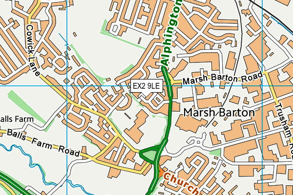 EX2 9LE map - OS VectorMap District (Ordnance Survey)