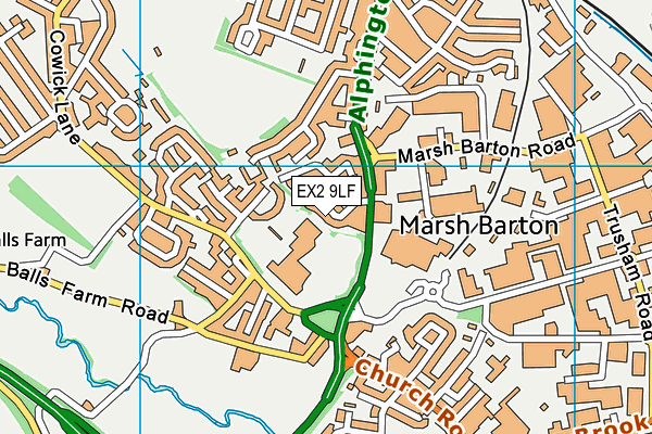 EX2 9LF map - OS VectorMap District (Ordnance Survey)