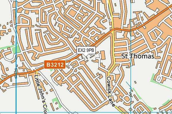 EX2 9PB map - OS VectorMap District (Ordnance Survey)