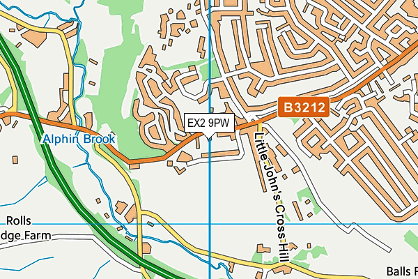 EX2 9PW map - OS VectorMap District (Ordnance Survey)