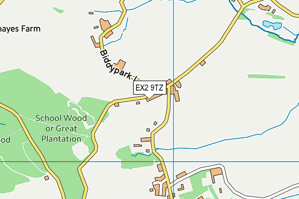 EX2 9TZ map - OS VectorMap District (Ordnance Survey)