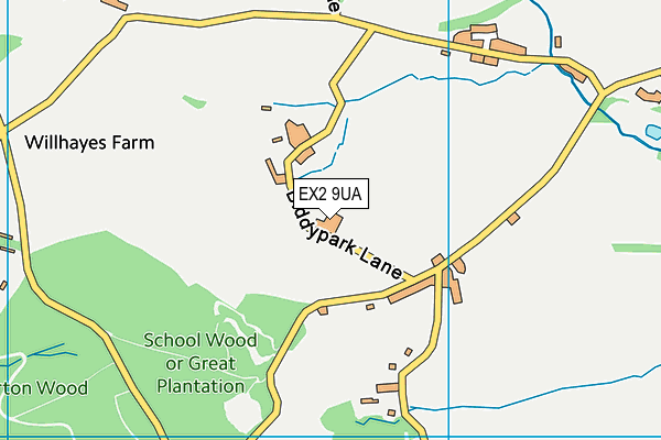 EX2 9UA map - OS VectorMap District (Ordnance Survey)