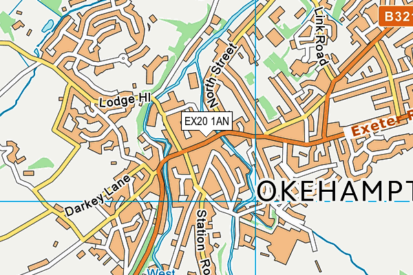 EX20 1AN map - OS VectorMap District (Ordnance Survey)