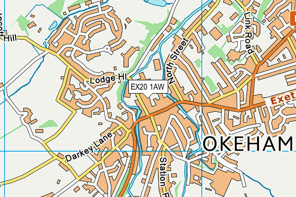 EX20 1AW map - OS VectorMap District (Ordnance Survey)