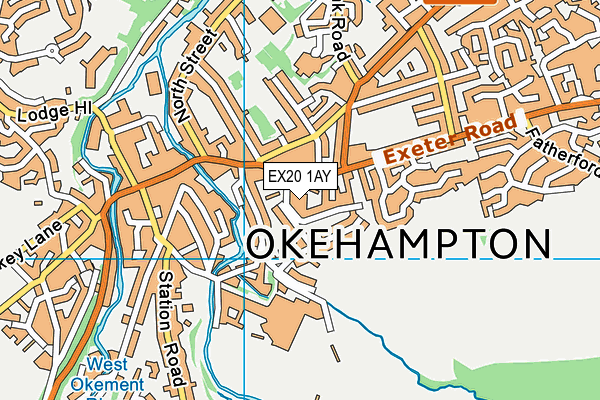 EX20 1AY map - OS VectorMap District (Ordnance Survey)