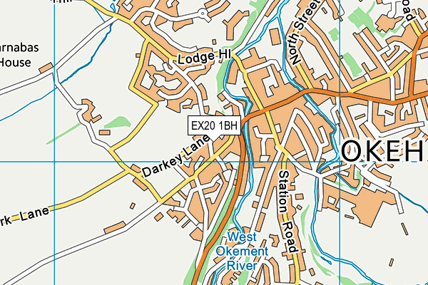 EX20 1BH map - OS VectorMap District (Ordnance Survey)