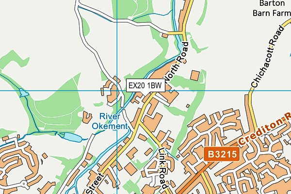 EX20 1BW map - OS VectorMap District (Ordnance Survey)