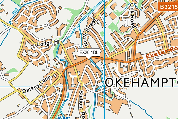 EX20 1DL map - OS VectorMap District (Ordnance Survey)