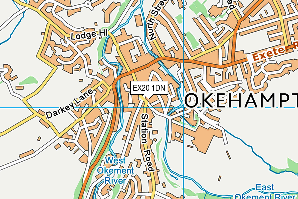 EX20 1DN map - OS VectorMap District (Ordnance Survey)