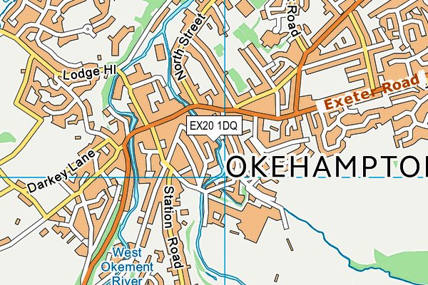EX20 1DQ map - OS VectorMap District (Ordnance Survey)