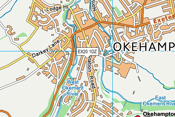 EX20 1DZ map - OS VectorMap District (Ordnance Survey)