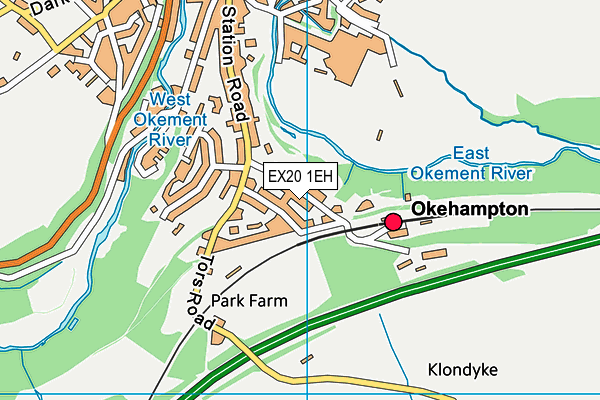 EX20 1EH map - OS VectorMap District (Ordnance Survey)