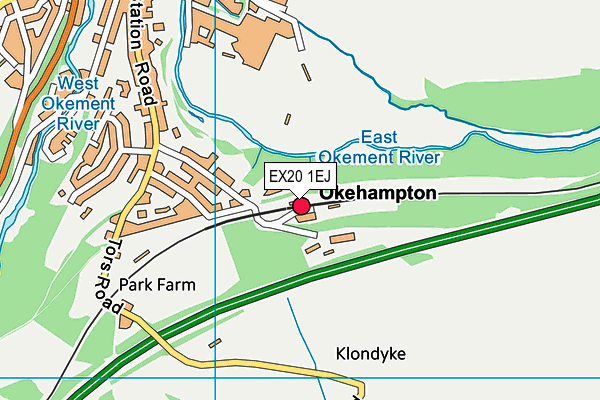 EX20 1EJ map - OS VectorMap District (Ordnance Survey)